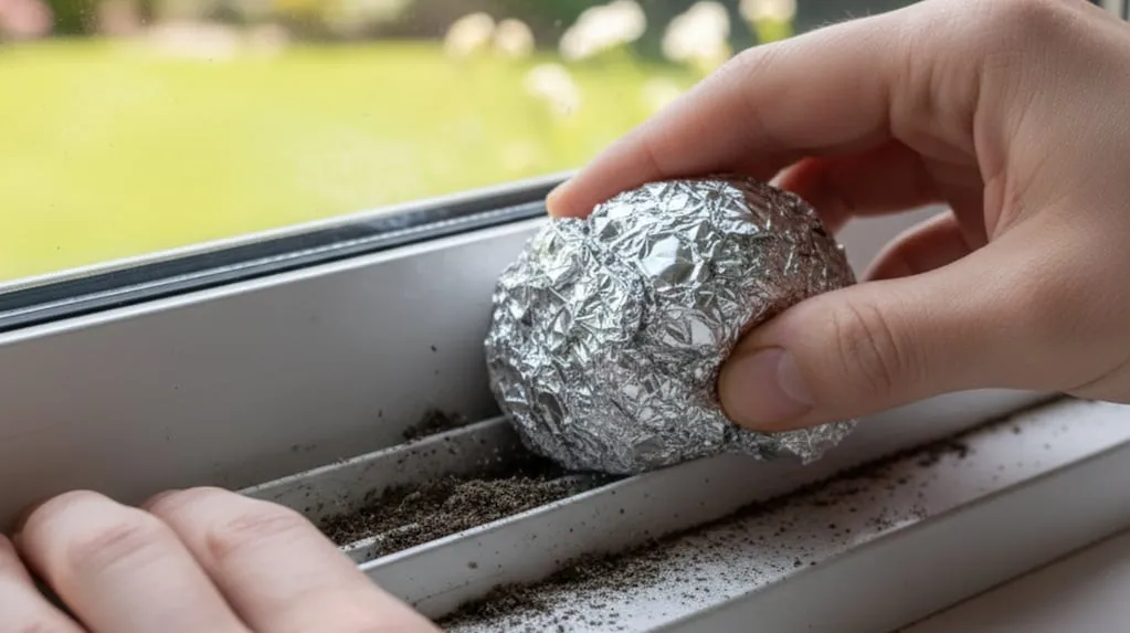 Ett enkelt husmorstrick: aluminiumfolie för rena fönsterskenor